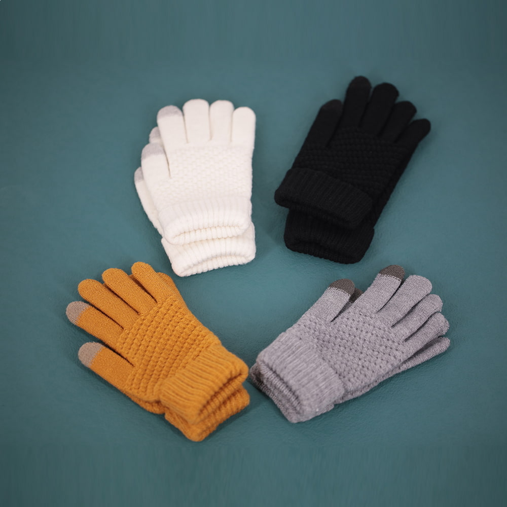 Gants à écran tactile tricotés à deux doigts de couleur unie