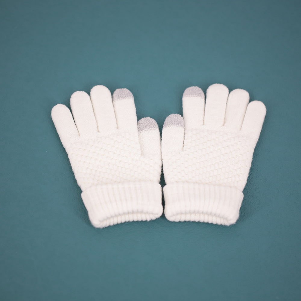 Gants à écran tactile tricotés à deux doigts de couleur unie