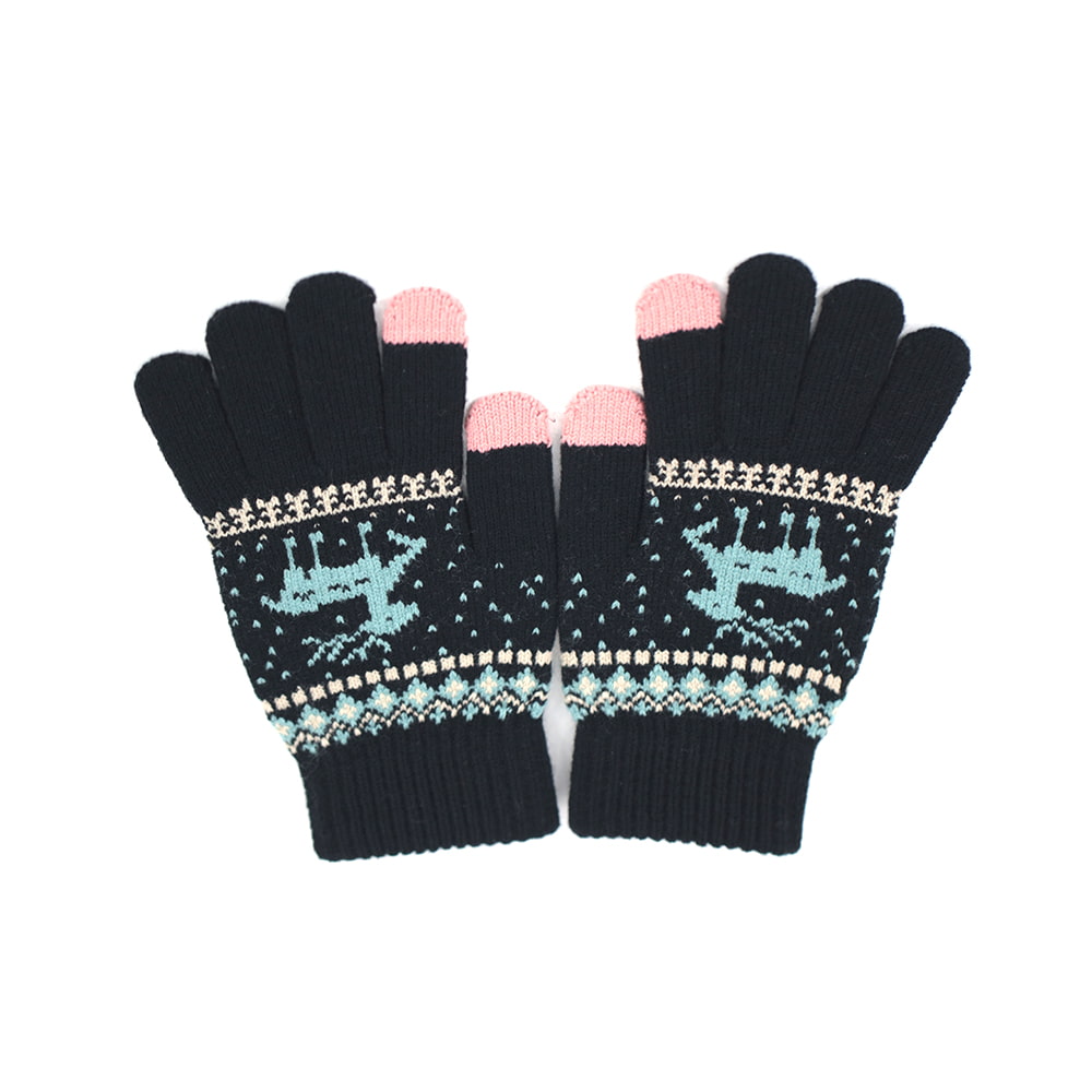 Gants à écran tactile en jacquard acrylique à deux doigts