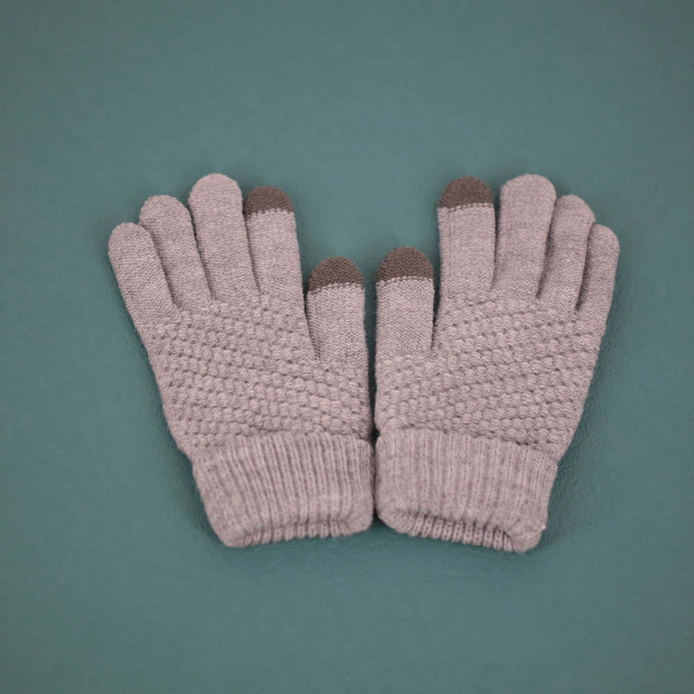 Gants à écran tactile tricotés à deux doigts de couleur unie