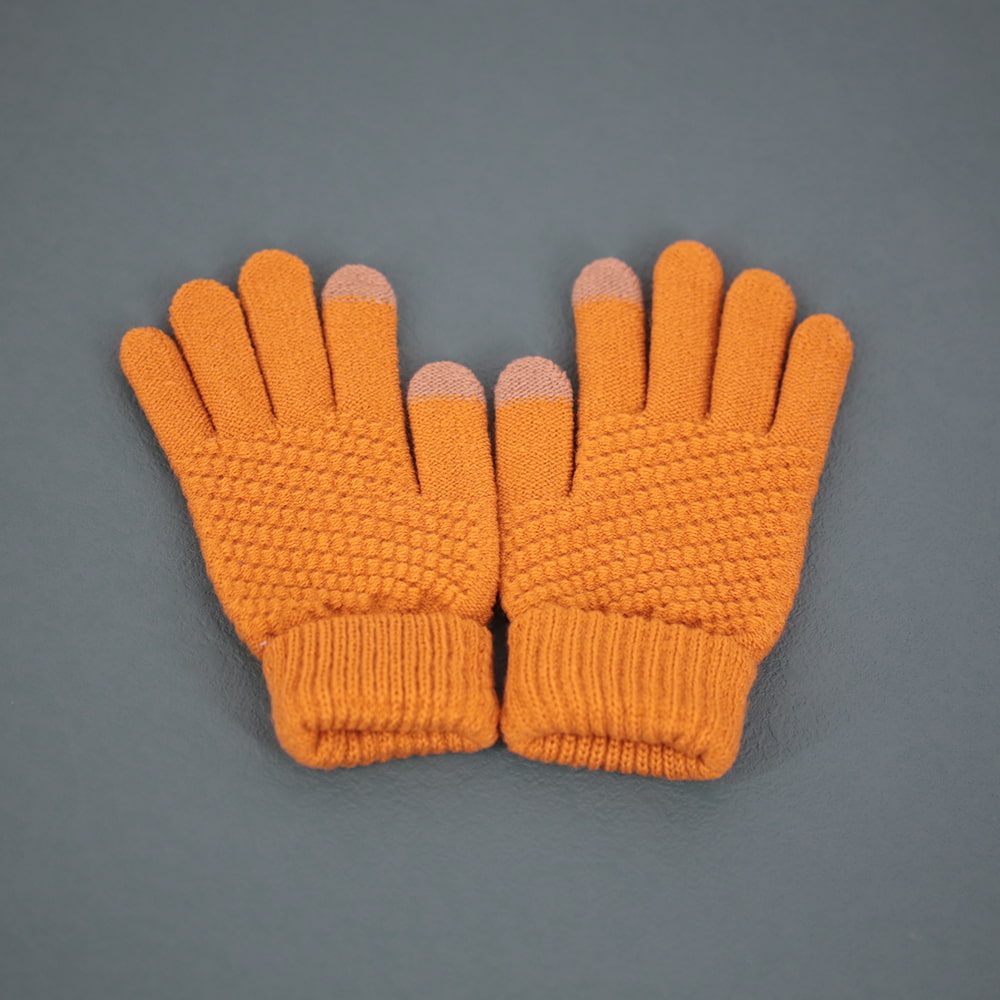 Gants à écran tactile tricotés à deux doigts de couleur unie