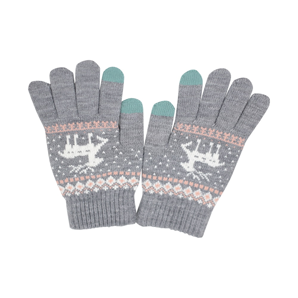 Gants à écran tactile en jacquard acrylique à deux doigts