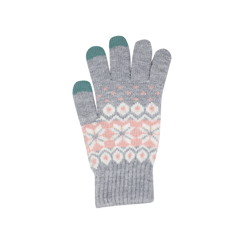 Gants tricotés à écran tactile en jacquard acrylique à trois doigts