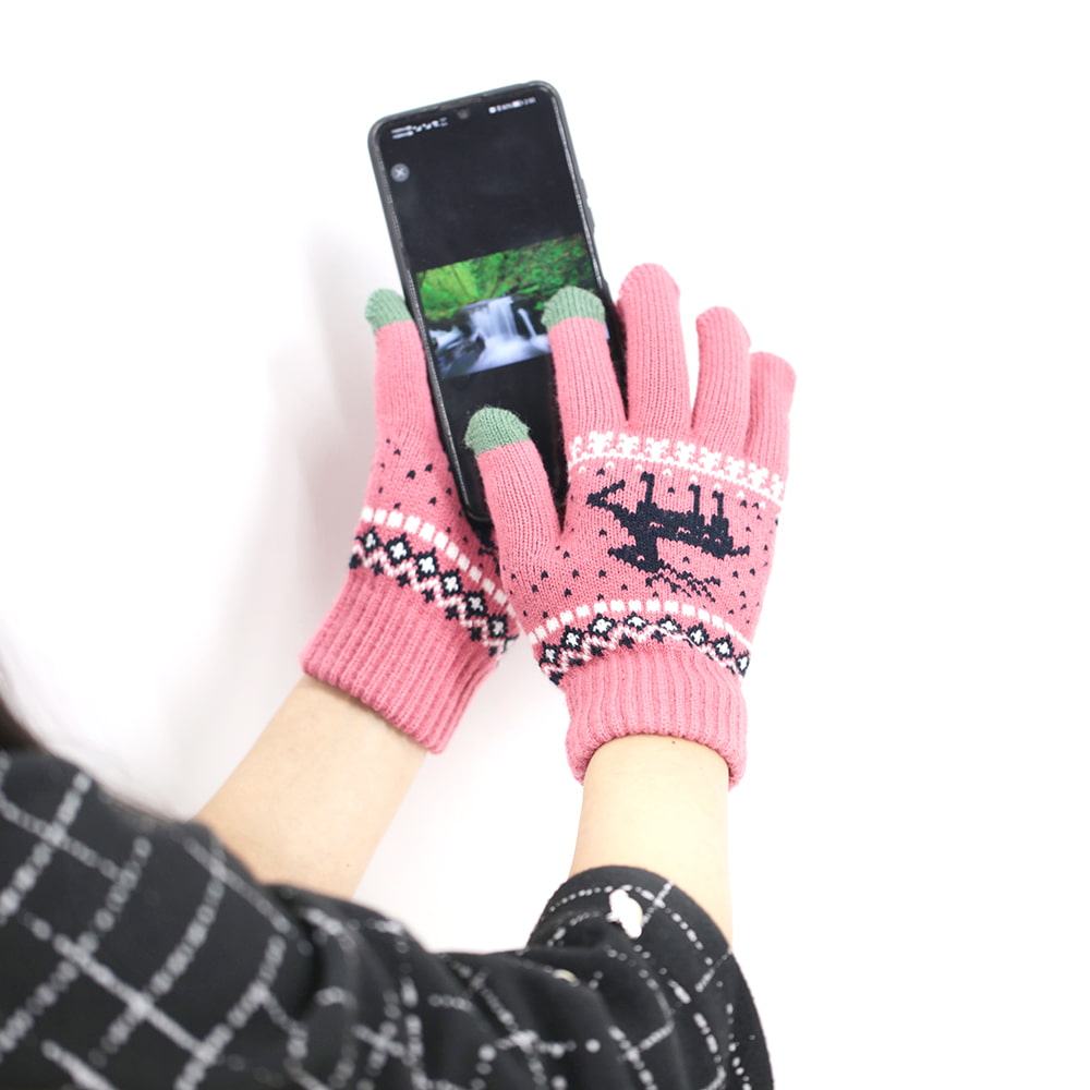 Gants à écran tactile en jacquard acrylique à deux doigts