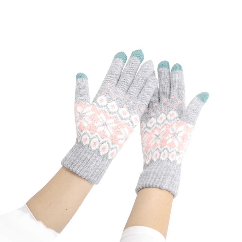 Gants tricotés à écran tactile en jacquard acrylique à trois doigts