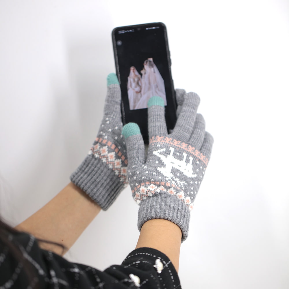 Gants à écran tactile en jacquard acrylique à deux doigts