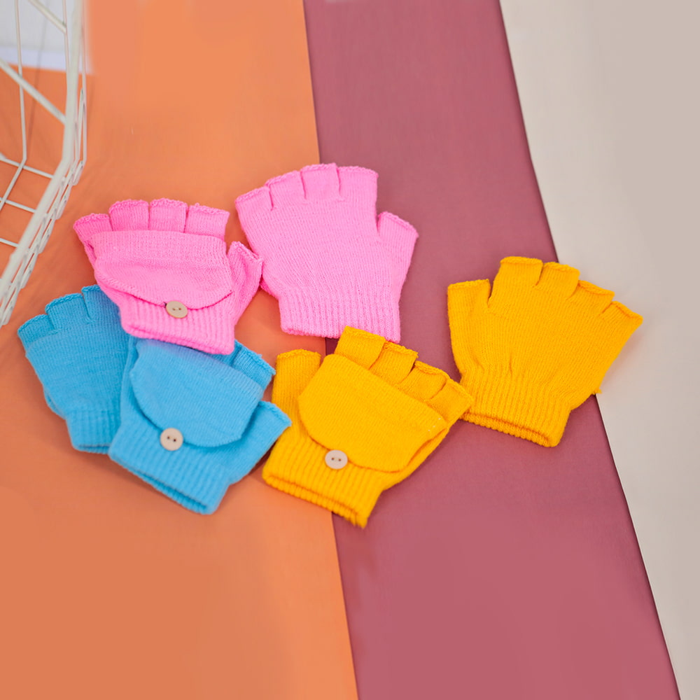 Gants à rabat demi-doigts pour enfants