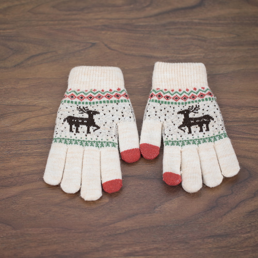 Gants épaissis à écran tactile en jacquard acrylique à deux doigts