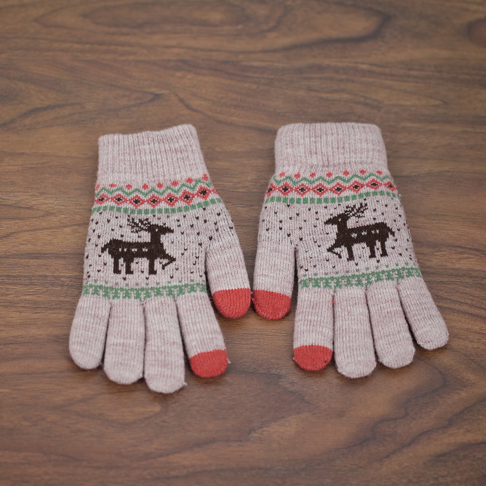 Gants épaissis à écran tactile en jacquard acrylique à deux doigts