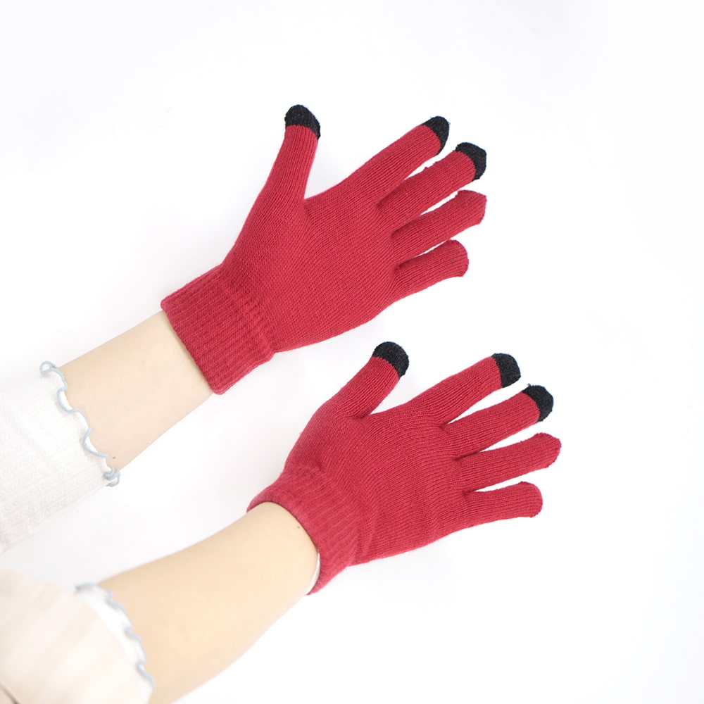 Gants à écran tactile tricotés à trois doigts de couleur unie