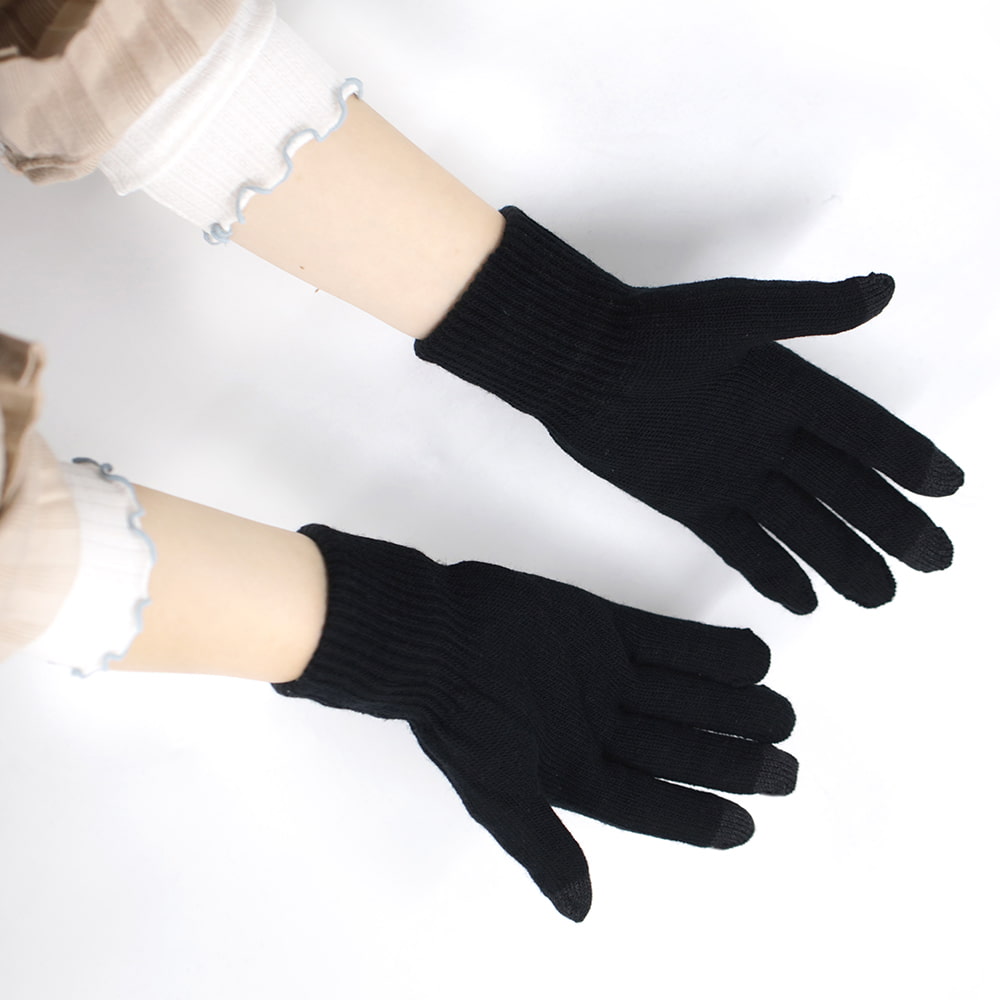 Gants à écran tactile tricotés à trois doigts de couleur unie