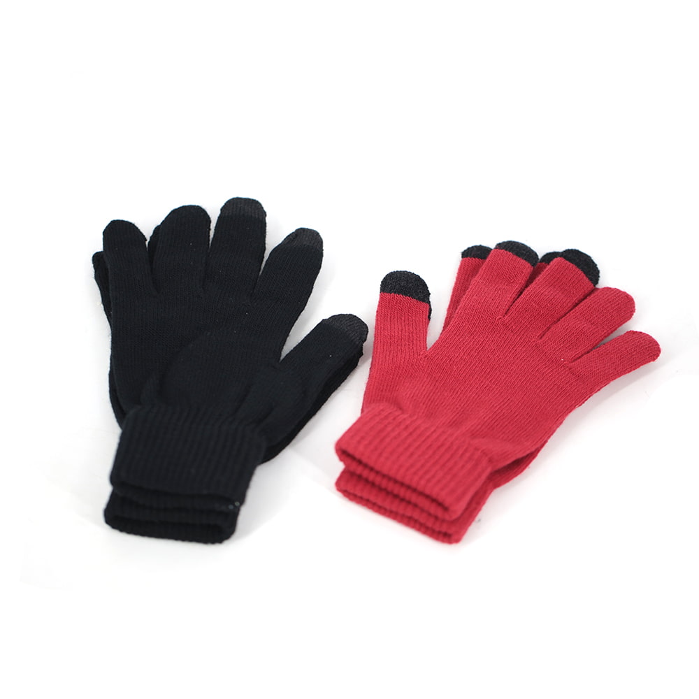 Gants à écran tactile tricotés à trois doigts de couleur unie