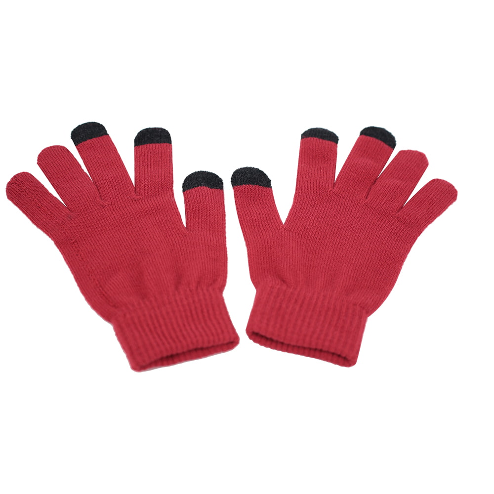 Gants à écran tactile tricotés à trois doigts de couleur unie