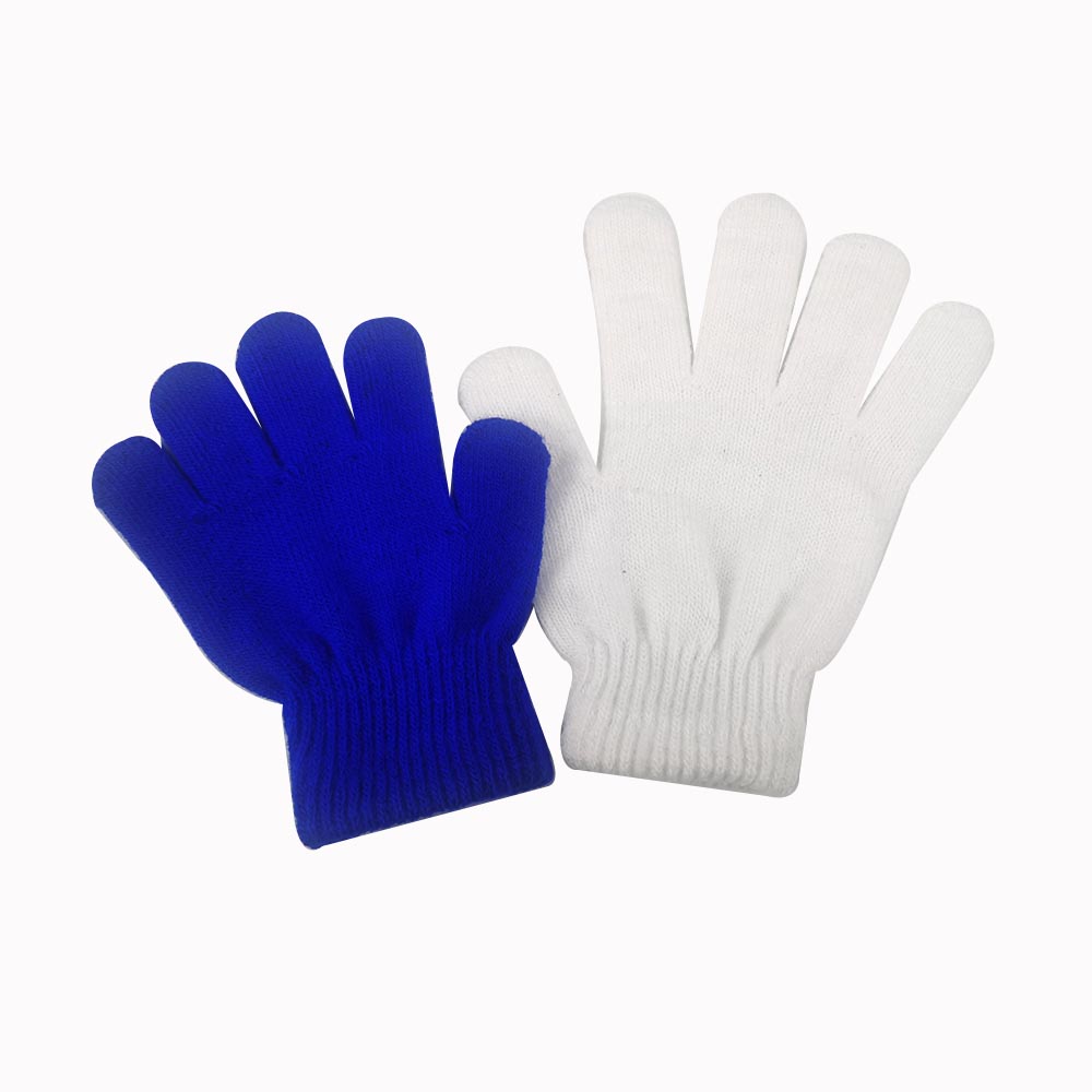 Gants en acrylique monochrome bleu et blanc