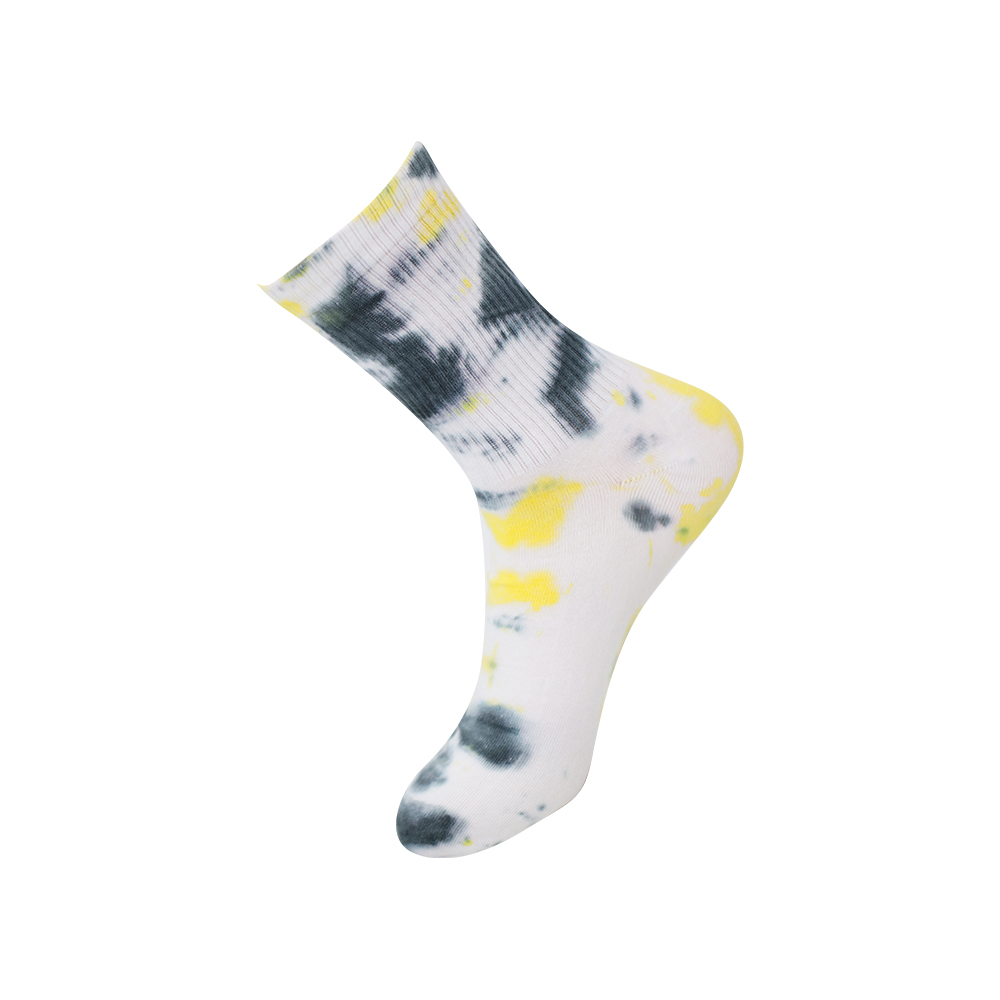 Chaussettes mi-hautes en coton tie-dye à bout rond