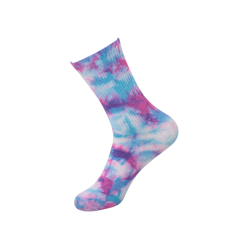 Chaussettes mi-hautes en coton tie-dye à bout rond