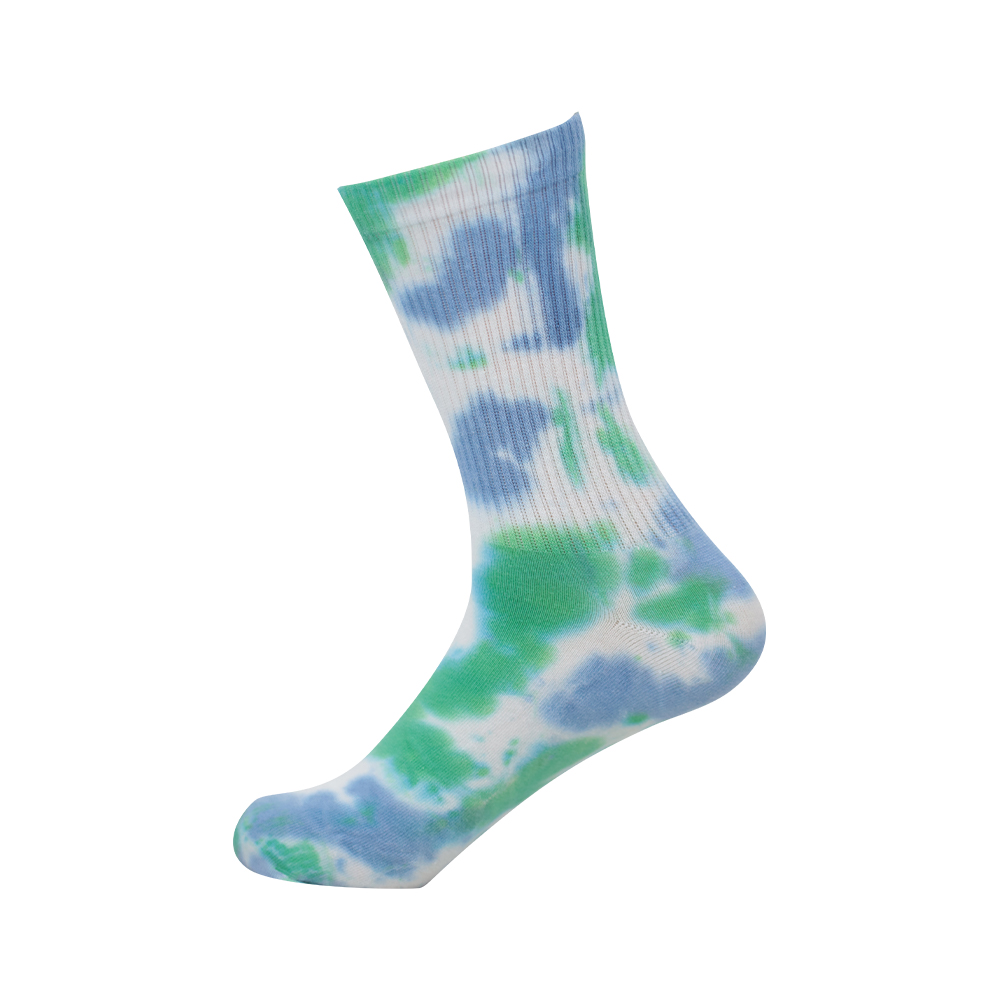 Chaussettes mi-hautes en coton tie-dye à bout rond