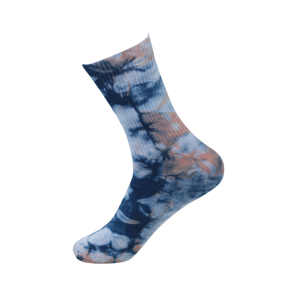 Chaussettes mi-hautes en coton tie-dye à bout rond