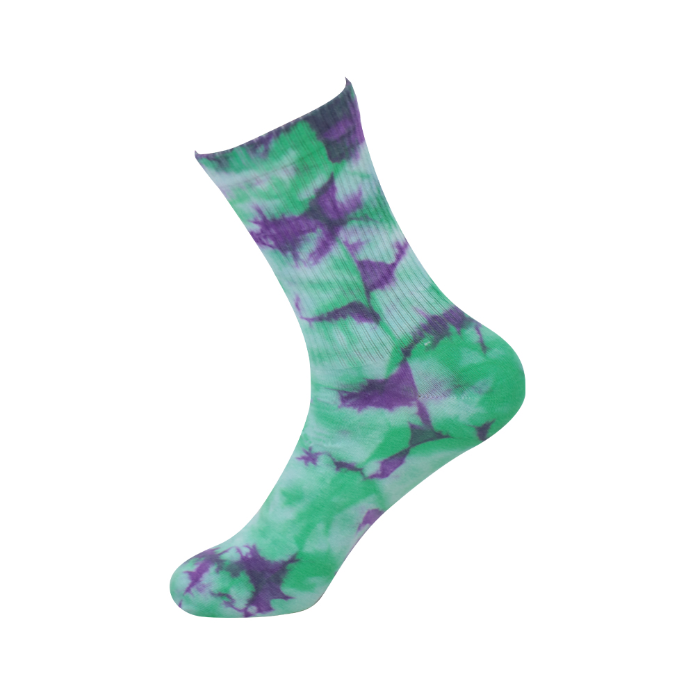 Chaussettes mi-hautes en coton tie-dye à bout rond