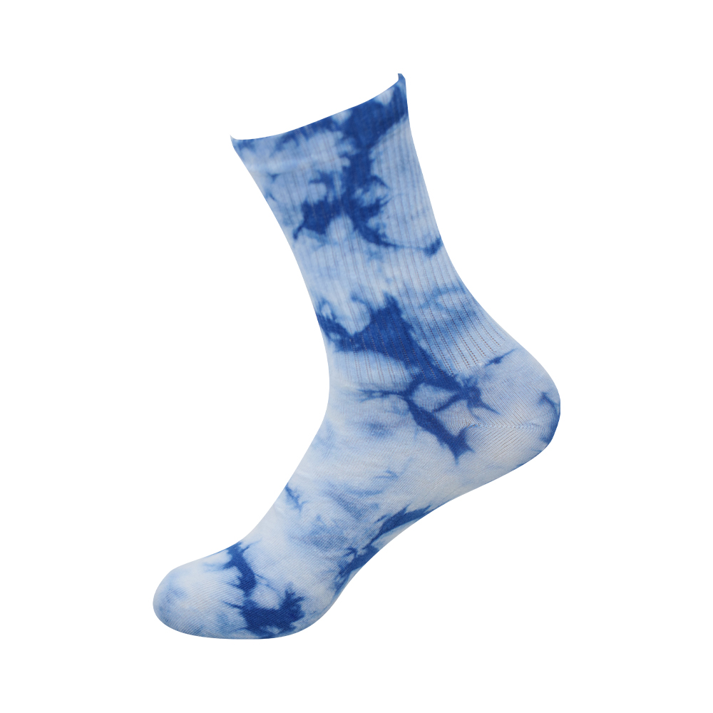 Chaussettes mi-hautes en coton tie-dye à bout rond