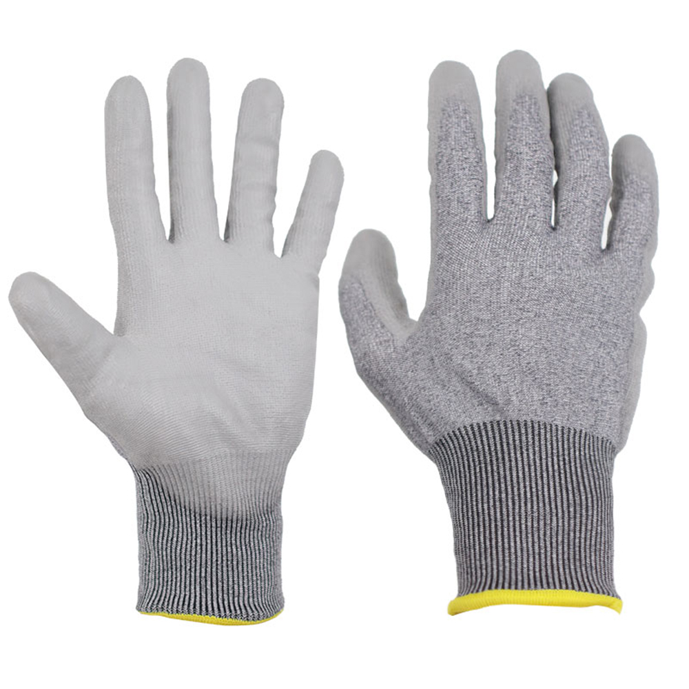 Gants résistants aux coupures avec revêtement PU trempé 18 broches A5