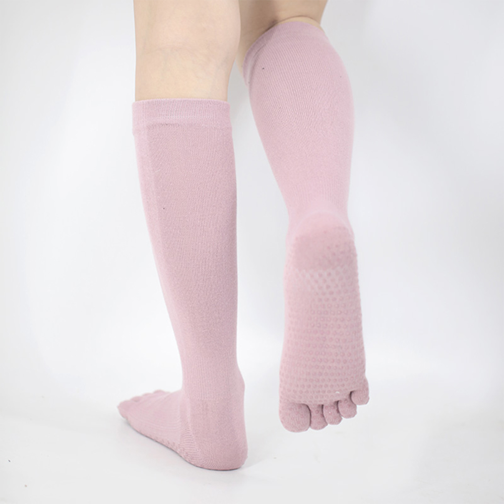 Chaussettes de yoga à tube moyen de couleur unie