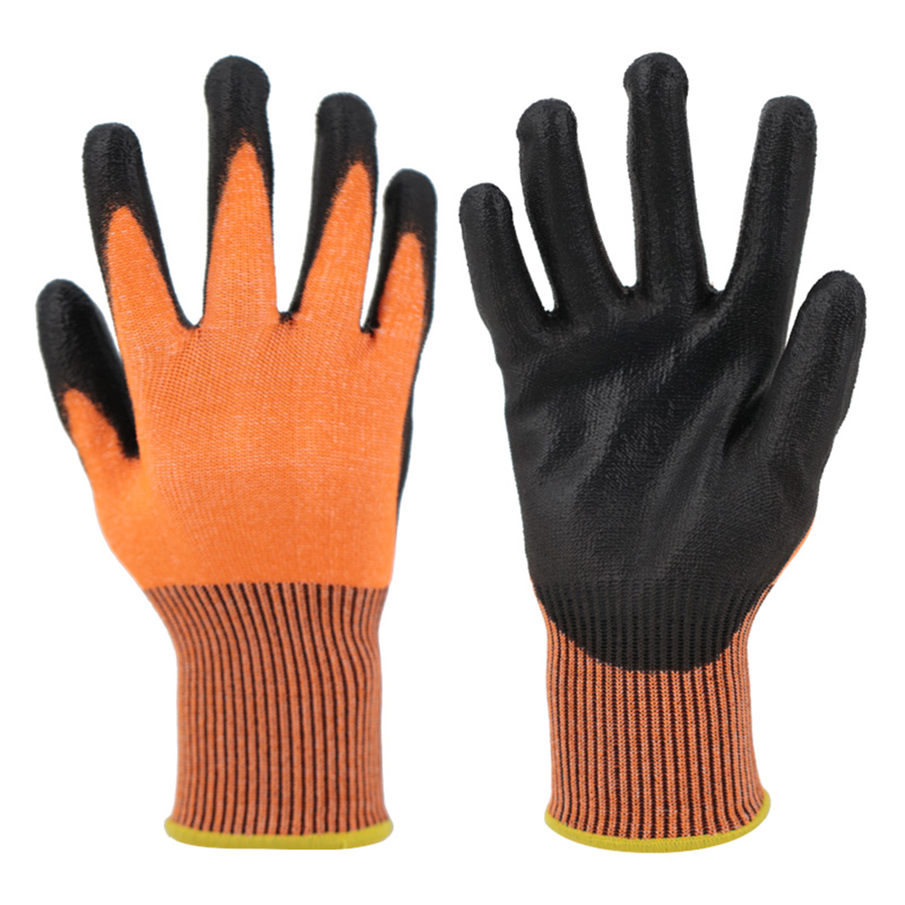 Gants résistants aux coupures en PU trempé grade 5 orange