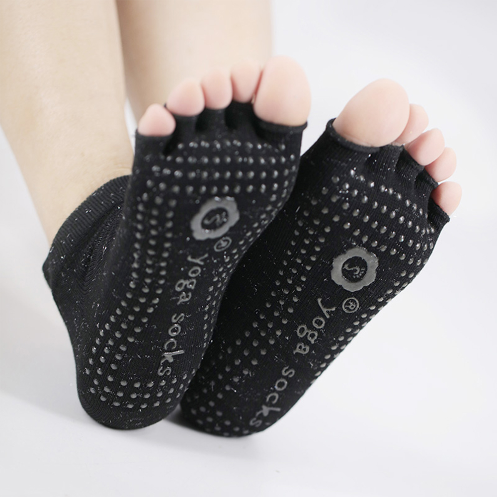 Chaussettes de yoga demi-orteil en soie brillante