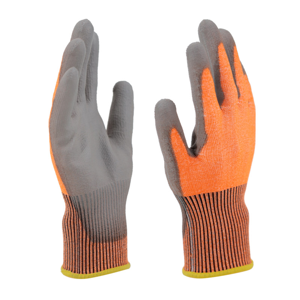 Gants résistants aux coupures en PU trempé grade 5 orange