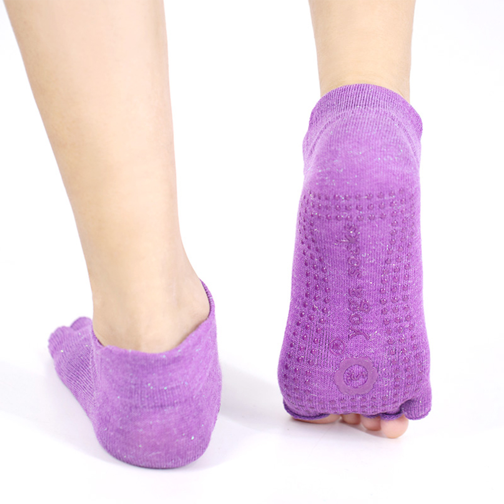 Chaussettes de yoga demi-orteil en soie brillante