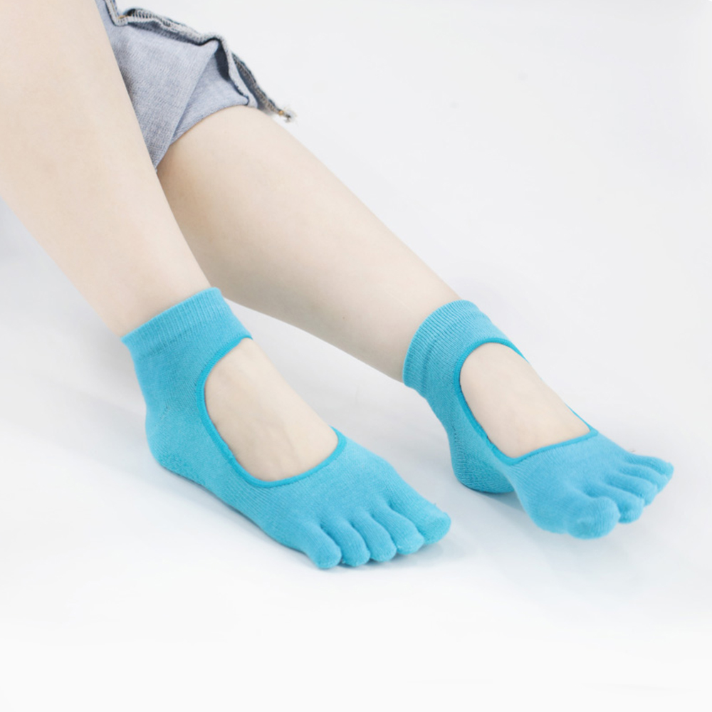 Chaussettes de yoga creuses en tissu élastique à cinq orteils