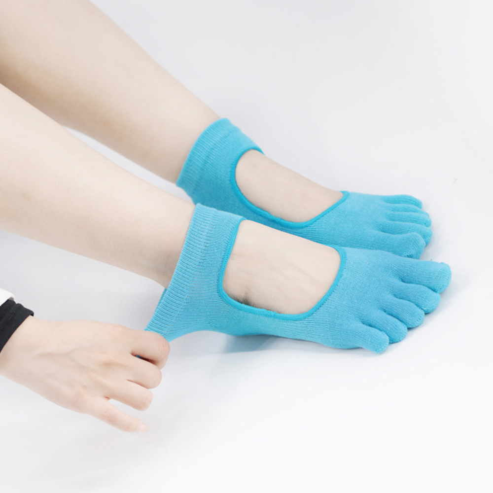 Chaussettes de yoga creuses en tissu élastique à cinq orteils