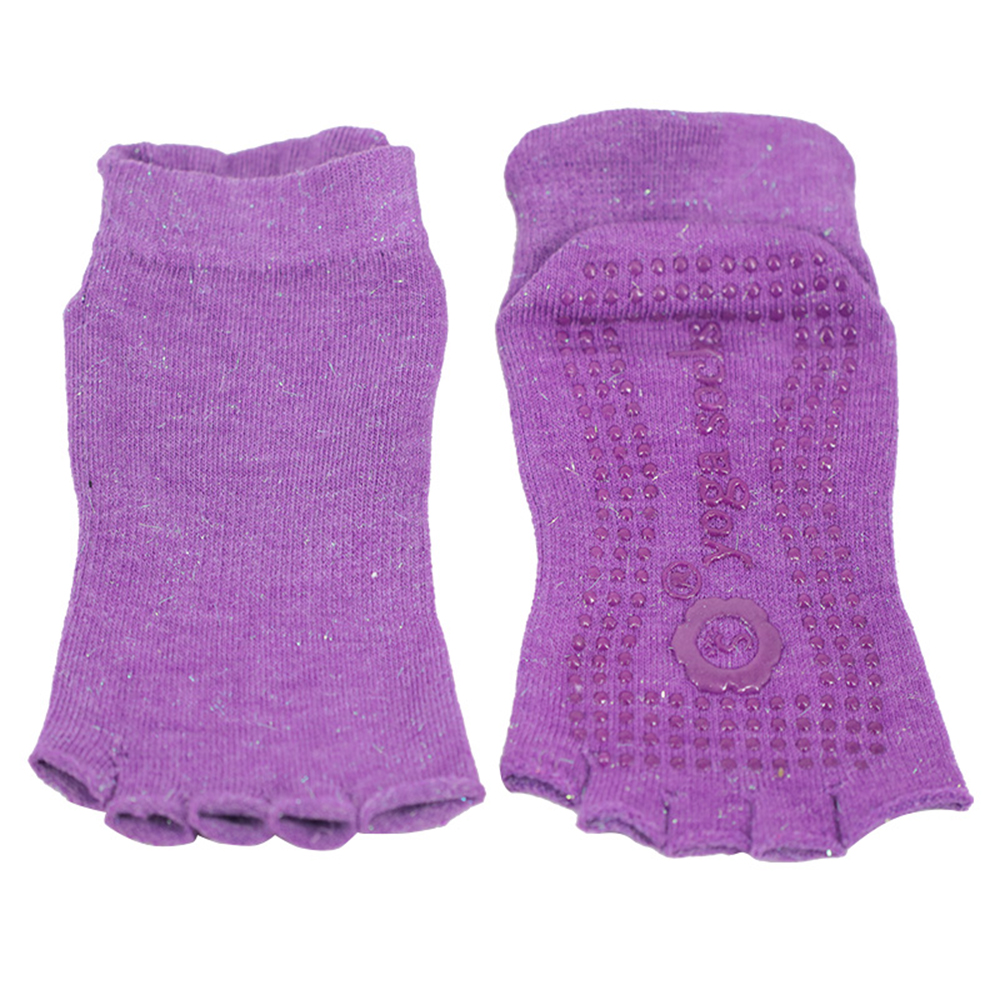 Chaussettes de yoga demi-orteil en soie brillante