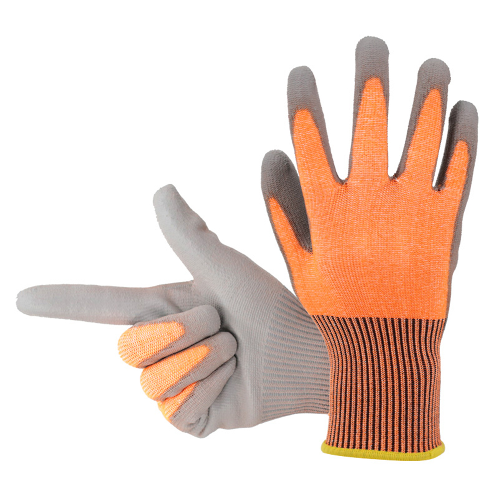 Gants résistants aux coupures en PU trempé grade 5 orange